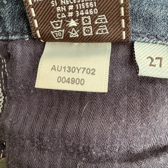 7 For All Mankind Jeans Women 27 Fits 30x33 Blue A Pocket Bootcut Denim Made USA - Picture 7 of 11
